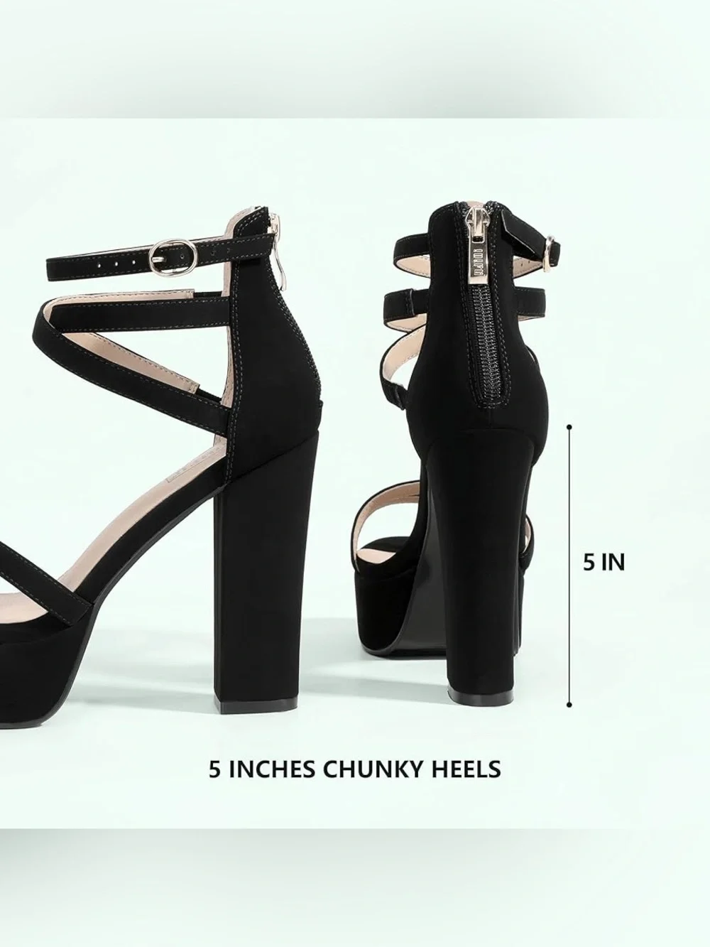 🔥IDIFU Women's Black Platform Chunky High Heels Dress Sandals Open Toe Size 7